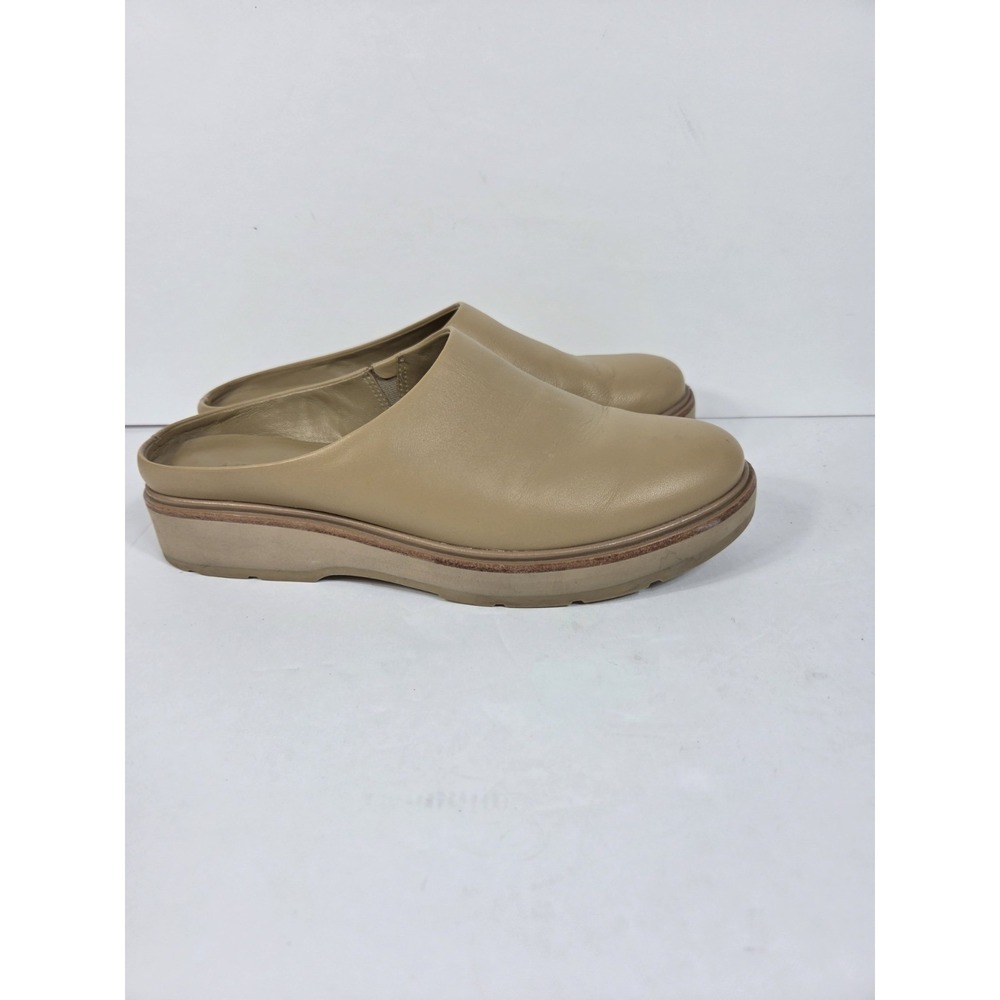 VINCE Graham Leather Mule Platform Slip On Tan Women Sz 8 M